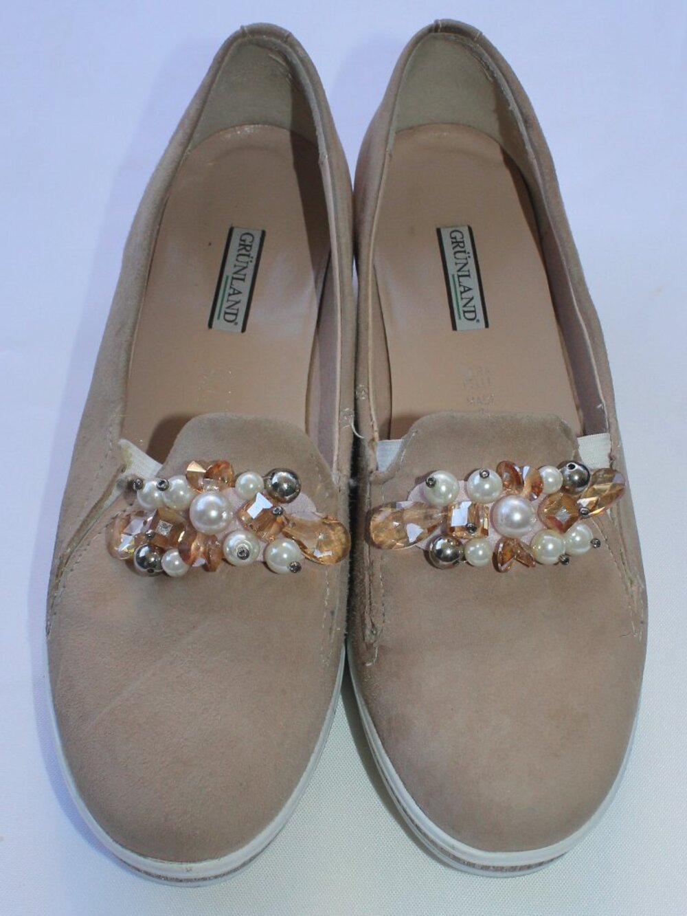 Grunland Vera Pele suede beige platform  leather shoes Made in Italy size 40/ 9